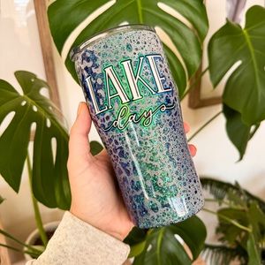 20oz Lake Life glittered epoxy tumbler